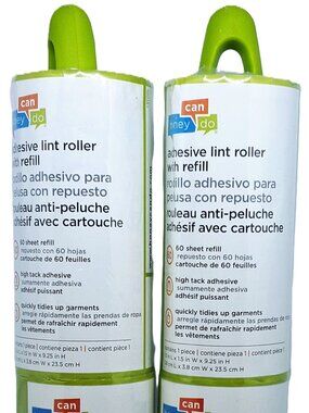 2 New Lint Rollers w/Refills 240 Adhesive Sheets Pet Hair Clothing Disposable